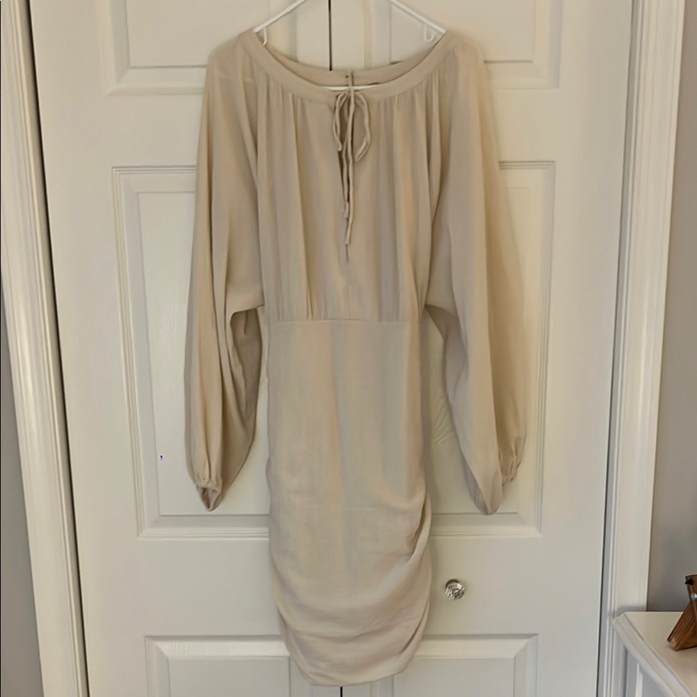NWT Free People Cream Ruched Tie Front Sheath Dress